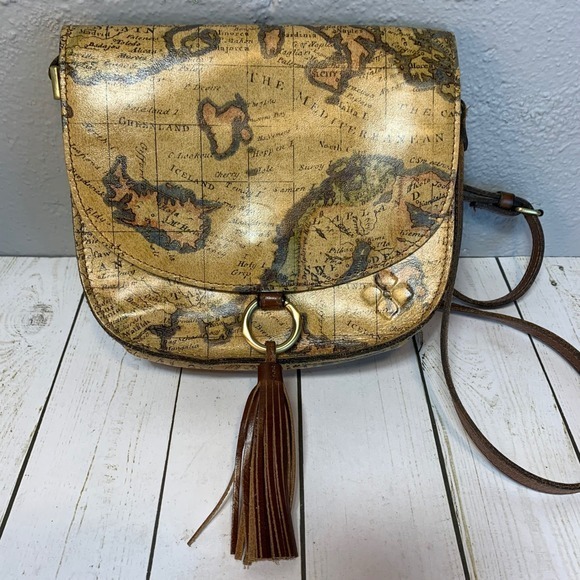 Patricia Nash Handbags - Patricia Nash Brinlee Leather Saddle Crossbody Bag-European Map